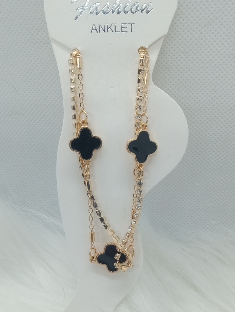 ENAMELED 4 LEAF CLOVER ANKLET
